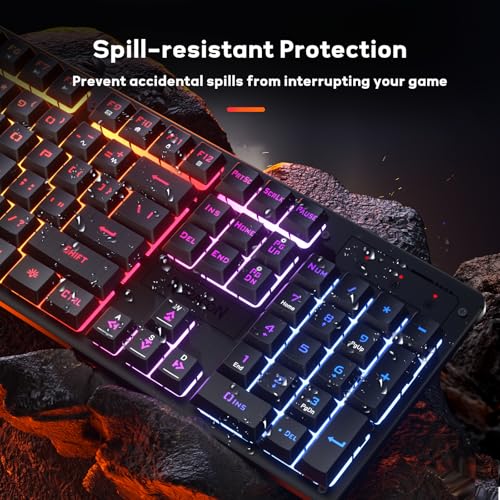 Redragon K521 Upgrade Rainbow LED Gaming Keyboard, 104 Keys Wired Mechanical Feeling Keyboard with Multimedia Keys, One-Touch Backlit, Anti-Ghosting, Compatible with PC, Mac, PS4/5, Xbox - photo 6