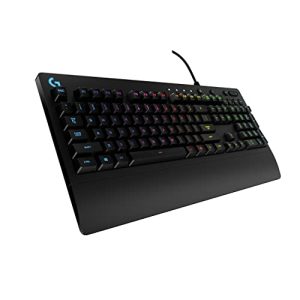Logitech G213 Prodigy Wired RGB Gaming Keyboard - Black | Mech-Dome Keys, Palm Rest, Adjustable Feet, Media Controls, LIGHTSYNC RGB, USB, Compatible with Windows