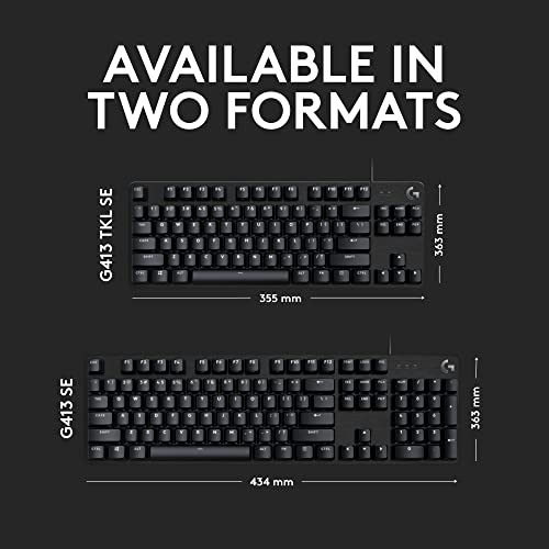 Logitech G413 SE Full-Size Mechanical Gaming Keyboard - Black | Backlit, anti-ghosting, compatible with Windows and macOS, aluminum material - photo 6