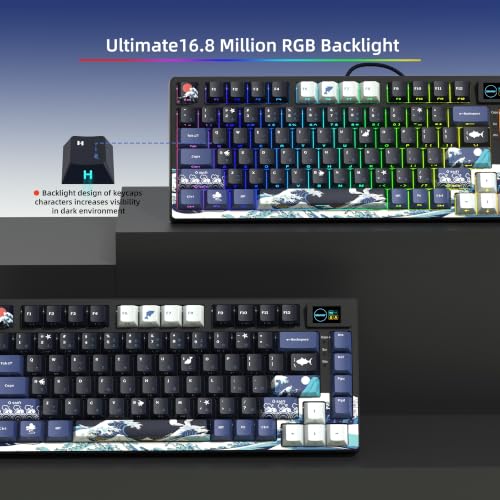 Womier SK80 75% Keyboard with Color Multimedia Display Gaming Keyboard | Creamy Sound Mechanical Wired Hot Swappable Gasket RGB Custom Key board, Pre-lubed Stabilizer for Mac/Win, Black Kanagawa - photo 4