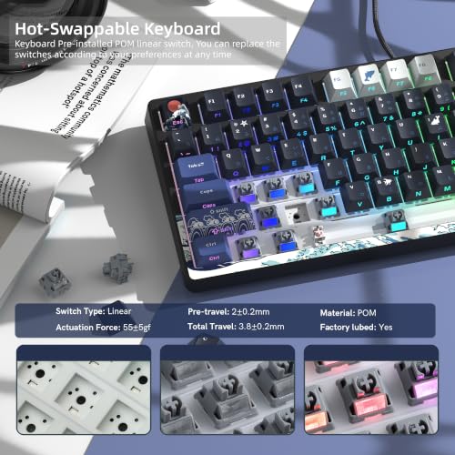 Womier SK80 75% Keyboard with Color Multimedia Display Gaming Keyboard | Creamy Sound Mechanical Wired Hot Swappable Gasket RGB Custom Key board, Pre-lubed Stabilizer for Mac/Win, Black Kanagawa - photo 3