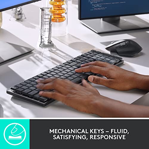 Logitech MX Mechanical Wireless Illuminated Keyboard Tactile - Graphite | Low-profile full-size, 3 device Bluetooth pairing, Smart backlight auto-adjusts, USB-C rechargeable, Up to 15 day battery - photo 2