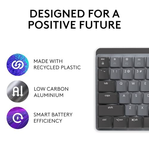 Logitech MX Mechanical Wireless Illuminated Keyboard Tactile - Graphite | Low-profile full-size, 3 device Bluetooth pairing, Smart backlight auto-adjusts, USB-C rechargeable, Up to 15 day battery - photo 6