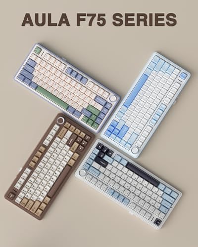 AULA F75 75% Wireless Mechanical Keyboard, Hot Swappable Creamy Keyboard, Pre-lubed Linear Switches, 2.4GHz/Type-C/BT5.0, RGB Backlit Gaming Keyboards(White&Brown) - photo 9