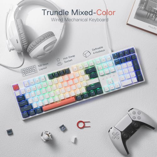 Redragon K668 108-Key Hot-Swap Wired RGB Gaming Keyboard, Extra 4 Hotkeys | Dedicated Shortcut Keys for Mute, Calc & Desktop, Cushioned Noise Dampening for Creamy Thocky Sound, Swap-Ready, PRO Software - photo 2
