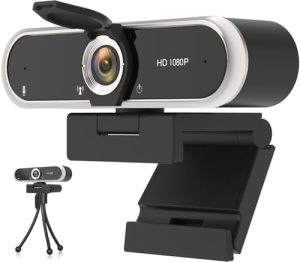 NIVEOLI Webcam 1080P with Microphone & Privacy Cover for PC/Laptop, USB Computer Camera Plug & Play with Auto Light Correction for Video Calls, Live Streaming Gaming & Online Meetings