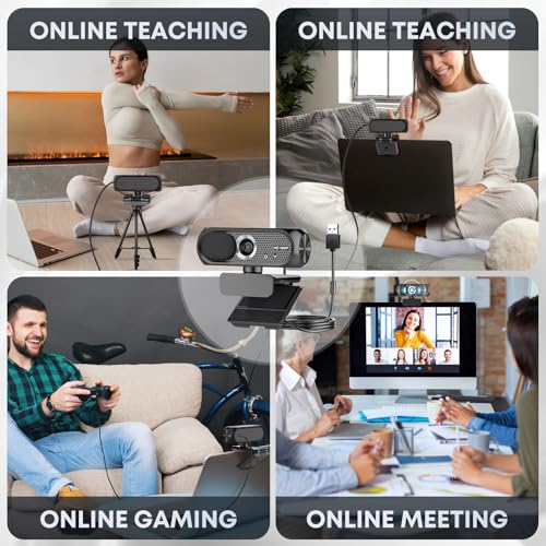 1080P HD Webcam with Microphone, Noise Cancellation, Privacy Cover, Wide-Angle Lens, Auto Light Correction, Plug & Play USB Webcam for Laptop, Desktop, PC, Mac, Zoom, Skype, Streaming (Black) - photo 7