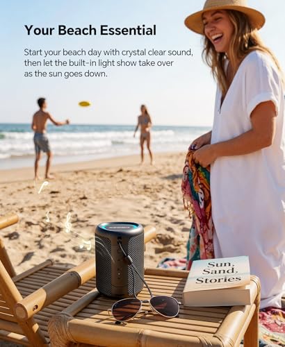 Portable Bluetooth Speaker Stocking Stuffers: Outdoor Essentials Waterproof | Powerful Sound,Dynamic Lights,15H Playtime,BT 5.3,TWS Pairing,IPX5 Beach|Pool|Camping|Travel Accessories,White Elephant Gifts - photo 5