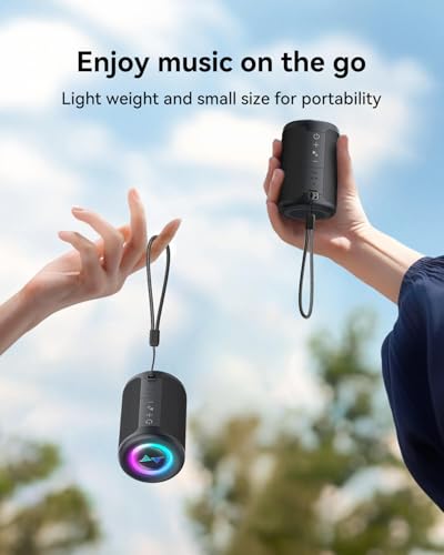 LENRUE Small Portable Bluetooth Speaker with Lights, TWS Stereo Surround Sound, Type C Powered, Bluetooth 5.3, AUX TF Card Input, Wireless for Outdoor Home, Coolest Gifts - photo 3