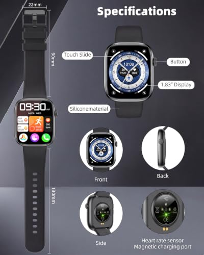 KIPTUMTEK Smart Watch for Women Men, Fitness and Sleep Trackers with 1.83" HD Touchscreen, Bluetooth Calling Smartwatch for Android/iOS, IP67 Waterproof Multi-Sport Modes Pedometer, Jet Black - photo 8
