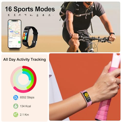 Fitness Tracker with Step/Distance/Calories Counter for Women Men | Heart Rate Monitor, Slim Style Watch, IP68 Waterproof, Sleep Monitor, Pedometer Watch, Black Band - photo 4