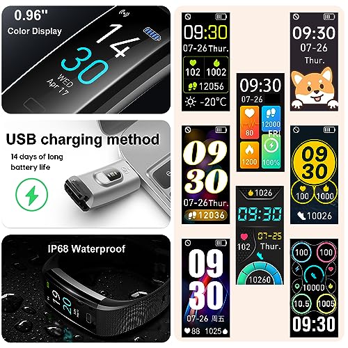 Fitness Tracker with Step/Distance/Calories Counter for Women Men | Heart Rate Monitor, Slim Style Watch, IP68 Waterproof, Sleep Monitor, Pedometer Watch, Black Band - photo 6