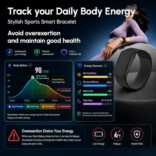 Domhong Screenless Fitness Tracker Smart Band, Sleep, HRV, Heart Rate, SpO2 | 30-Day Battery, 170+ Sports, Free QwatchPro App, No Subscription, 25g, IP68, Connected GPS, Daily Energy & Women's Health - photo 7