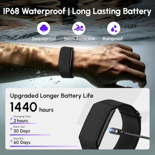 Domhong Screenless Fitness Tracker Smart Band, Sleep, HRV, Heart Rate, SpO2 | 30-Day Battery, 170+ Sports, Free QwatchPro App, No Subscription, 25g, IP68, Connected GPS, Daily Energy & Women's Health - photo 5
