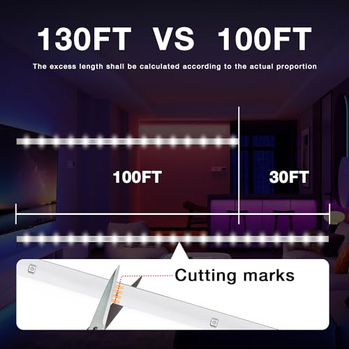 DAYBETTER LED Strip Lights 130ft Lights Strip for Bedroom, Desk, Indoor Room Bedroom Birthday Gifts RGB Decor with Remote and 24V Power Supply - photo 2