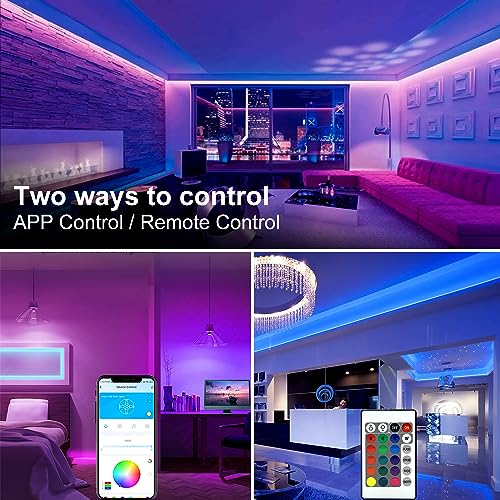 DAYBETTER LED Strip Lights 130ft Lights Strip for Bedroom, Desk, Indoor Room Bedroom Birthday Gifts RGB Decor with Remote and 24V Power Supply - photo 5