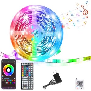 GANZQH 50FT RGB Led Lights for Bedroom with Remote & App Control Music Sync | 1*50FT Music Sync Dimmable Led Light Strip, Led Strip Lights Color Changing Led lights for Room Decor Ambient Lighting Indoor