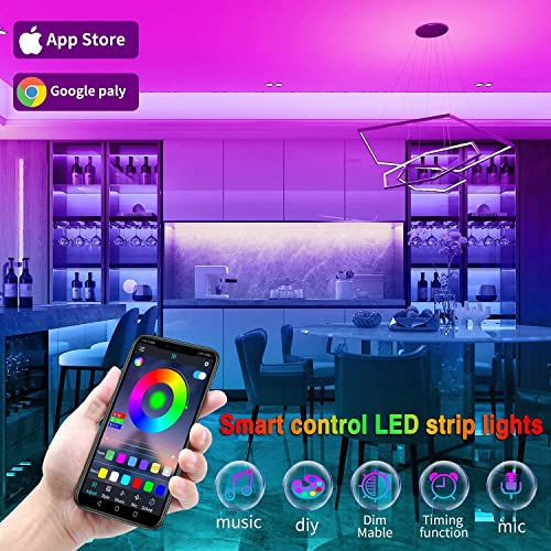 Tenmiro Led Lights for Bedroom 100ft (2 Rolls of 50ft) Music Sync Color Changing Strip Lights with Remote and App Control RGB Strip, for Room Home Party Decoration - photo 3