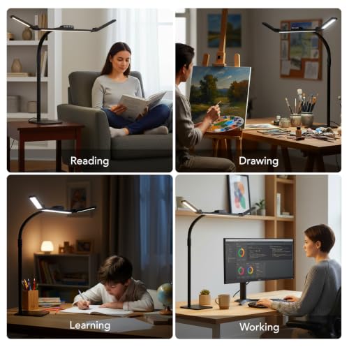 Galnolt LED Desk Lamp for Home Office with Base, 28.2" Adjustable Gooseneck Swing Arm Ultra Bright Desk Light, Dimmable Architect Table lamp for Desktop Computer Light, Reading, Study, Workbench - photo 7