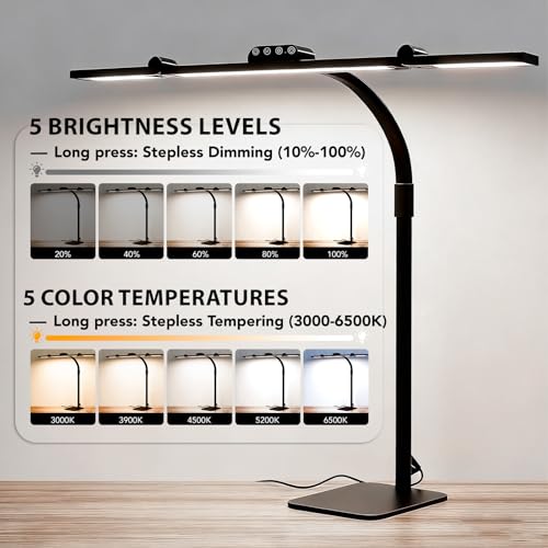 Galnolt LED Desk Lamp for Home Office with Base, 28.2" Adjustable Gooseneck Swing Arm Ultra Bright Desk Light, Dimmable Architect Table lamp for Desktop Computer Light, Reading, Study, Workbench - photo 5