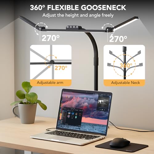 Galnolt LED Desk Lamp for Home Office with Base, 28.2" Adjustable Gooseneck Swing Arm Ultra Bright Desk Light, Dimmable Architect Table lamp for Desktop Computer Light, Reading, Study, Workbench - photo 4