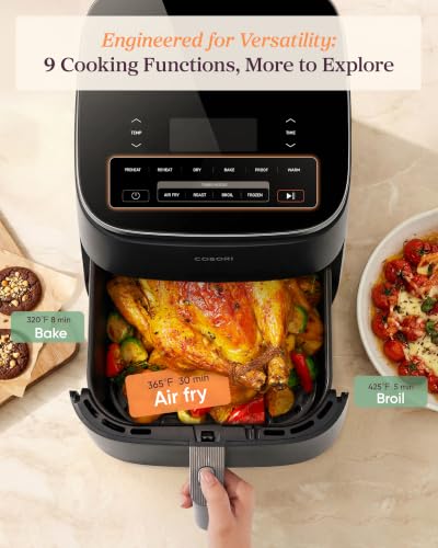 Cosori TurboBlaze Air Fryer, 9-in-1, 6 Qt, PFAS-Free Ceramic Coating | 90°-450°F, 5 Fan Speeds, Air Fry, Roast, Broil, Frozen, Bake, Dry, Proof, 95% Less Oil, Safety Lock, Dishwasher-Safe, 1725W - photo 3