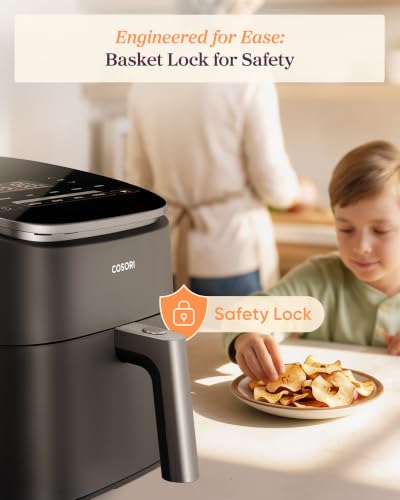 Cosori TurboBlaze Air Fryer, 9-in-1, 6 Qt, PFAS-Free Ceramic Coating | 90°-450°F, 5 Fan Speeds, Air Fry, Roast, Broil, Frozen, Bake, Dry, Proof, 95% Less Oil, Safety Lock, Dishwasher-Safe, 1725W - photo 8