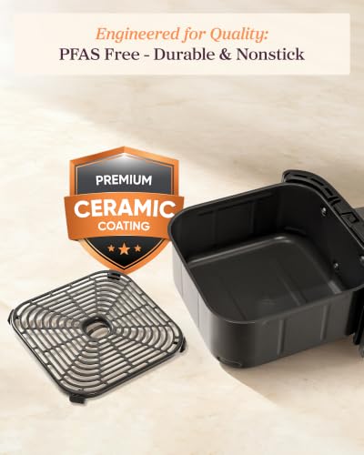 Cosori TurboBlaze Air Fryer, 9-in-1, 6 Qt, PFAS-Free Ceramic Coating | 90°-450°F, 5 Fan Speeds, Air Fry, Roast, Broil, Frozen, Bake, Dry, Proof, 95% Less Oil, Safety Lock, Dishwasher-Safe, 1725W - photo 6