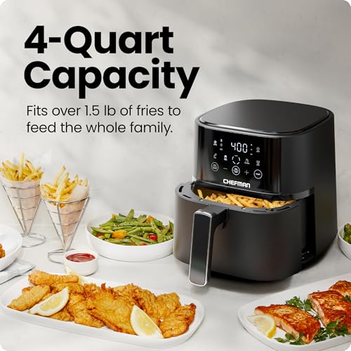 Chefman Air Fryer – 4 QT Compact Airfryer for Quick & Easy Meals in Minutes, Features Hi-Fry Technology for Extra Crisp, Touchscreen Controls with 4 Presets, Nonstick & Dishwasher Safe Basket - Black - photo 3