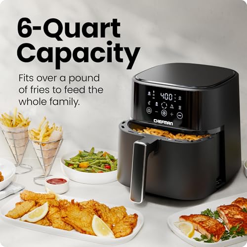 Chefman Air Fryer – 6 QT Compact Airfryer for Quick & Easy Meals in Minutes, Features Hi-Fry Technology for Extra Crisp, Touchscreen Controls with 4 Presets, Nonstick & Dishwasher Safe Basket - Black - photo 3