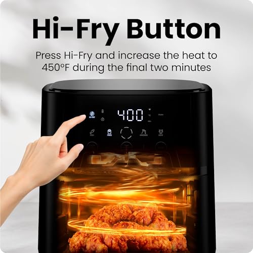 Chefman Air Fryer – 6 QT Compact Airfryer for Quick & Easy Meals in Minutes, Features Hi-Fry Technology for Extra Crisp, Touchscreen Controls with 4 Presets, Nonstick & Dishwasher Safe Basket - Black - photo 5