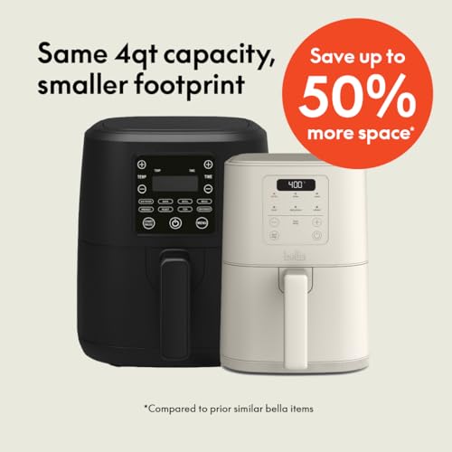 bella Fits-anywhere™ Slim 4qt Air Fryer, Non-Toxic Ceramic Coating, Oatmilk - photo 2
