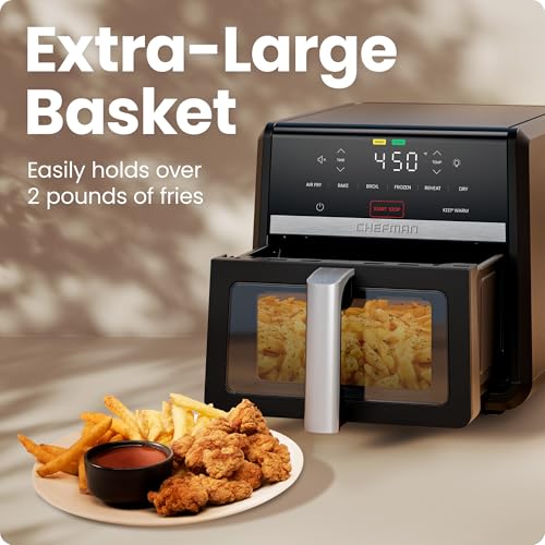 Chefman Air Fryer 9 Qt | TurboFry 7-in-1 High-Powered 450°F Cooking for Crispier and Even Results | XL Basket with Viewing Window | Air Fry, Bake, Broil, Reheat, Dehydrate, Defrost, Keep Warm - photo 6