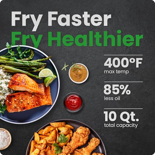 CHEFMAN Multifunctional Digital Air Fryer+ Rotisserie, Dehydrator, Convection Oven, 17 Touch Screen Presets Fry, Roast, Dehydrate, Bake, XL 10L Family Size, Auto Shutoff, Large Easy-View Window, Black - photo 2