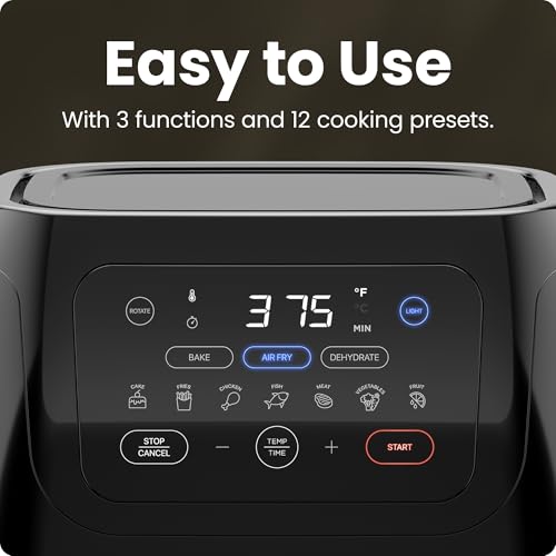 CHEFMAN Multifunctional Digital Air Fryer+ Rotisserie, Dehydrator, Convection Oven, 17 Touch Screen Presets Fry, Roast, Dehydrate, Bake, XL 10L Family Size, Auto Shutoff, Large Easy-View Window, Black - photo 4
