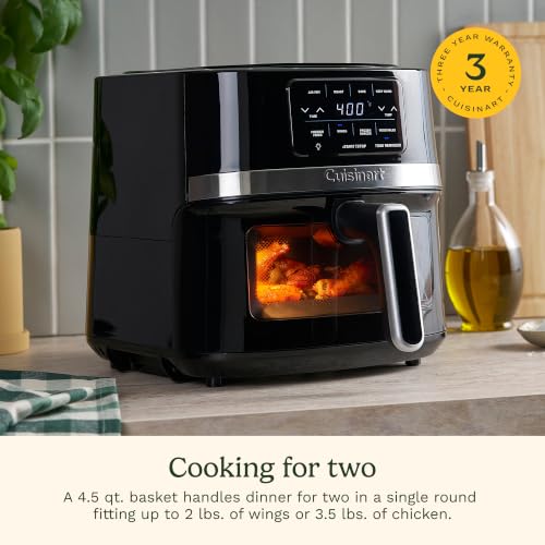 Cuisinart Air Fryer, 4.5-Quart Basket Fryer with 4 Cooking Functions to Air Fry, Roast, Bake, and Keep Warm, 4 Airfryer Presets, Dishwasher-Safe Parts, AIR-160NAS, Stainless Steel & Black - photo 2