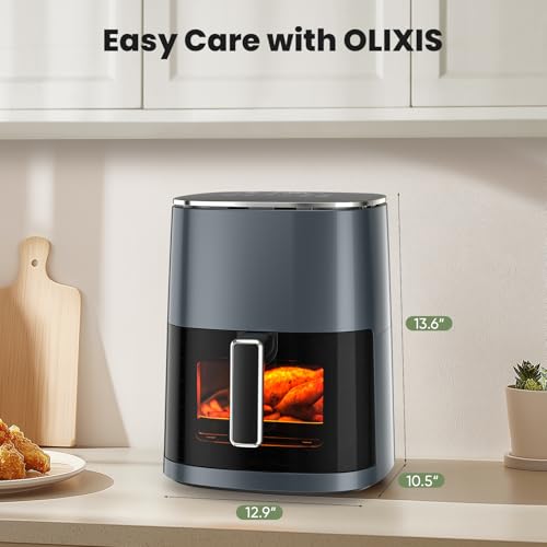 OLIXIS 12-in-1 Air Fryer 6.34 Quarts, Visable Airfryer with Window, 400°F, Roast, Reheat, Dehydrate, Bake, Steam, Fries, Custard, Chicken, Wings, Sea Food, Vegetabels, Grey - photo 3