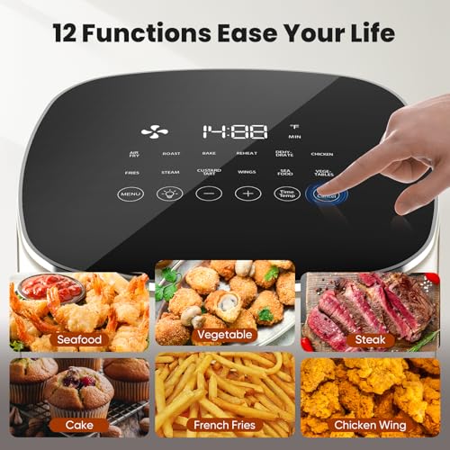 OLIXIS 12-in-1 Air Fryer 6.34 Quarts, Visable Airfryer with Window, 400°F, Roast, Reheat, Dehydrate, Bake, Steam, Fries, Custard, Chicken, Wings, Sea Food, Vegetabels, Grey - photo 4
