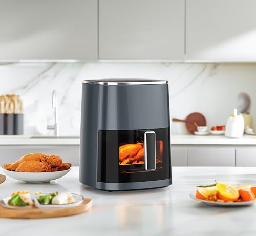 OLIXIS 12-in-1 Air Fryer 6.34 Quarts, Visable Airfryer with Window, 400°F, Roast, Reheat, Dehydrate, Bake, Steam, Fries, Custard, Chicken, Wings, Sea Food, Vegetabels, Grey - photo 7
