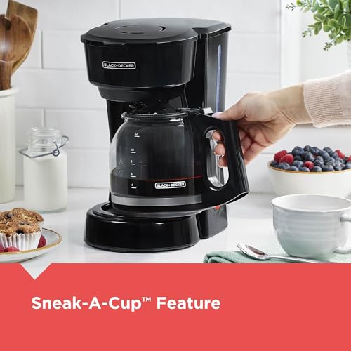 BLACK+DECKER 12-Cup Coffee Maker with Easy On/Off Switch, Easy Pour, Non-Drip Carafe with Removable Filter Basket, Vortex Technology, Black - photo 6