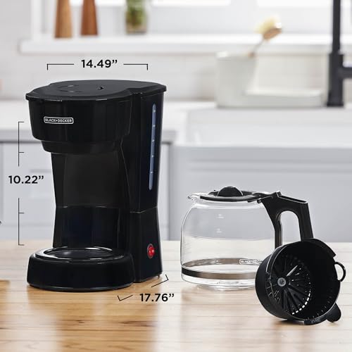BLACK+DECKER 12-Cup Coffee Maker with Easy On/Off Switch, Easy Pour, Non-Drip Carafe with Removable Filter Basket, Vortex Technology, Black - photo 4