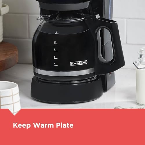 BLACK+DECKER 12-Cup Coffee Maker with Easy On/Off Switch, Easy Pour, Non-Drip Carafe with Removable Filter Basket, Vortex Technology, Black - photo 7