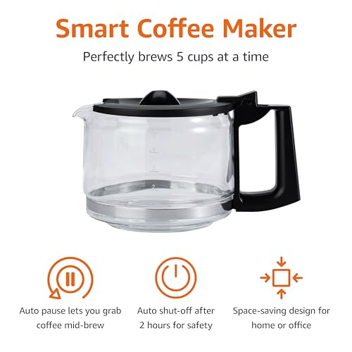 Amazon Basics 5 Cup Drip Coffee Maker with Glass Coffee Pot (0.8 Qt), Auto Shut-off, Auto Pause, Removable Filter Basket, Matte Black - photo 3