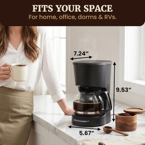 Elite Gourmet EHC4128 Automatic 4-Cup Drip Coffee Maker, Black | Glass carafe, Pause N Serve, reusable filter, On/Off switch, and Keep Warm with water level indicator - photo 4