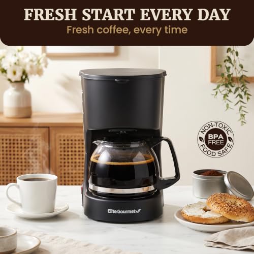 Elite Gourmet EHC4128 Automatic 4-Cup Drip Coffee Maker, Black | Glass carafe, Pause N Serve, reusable filter, On/Off switch, and Keep Warm with water level indicator - photo 7