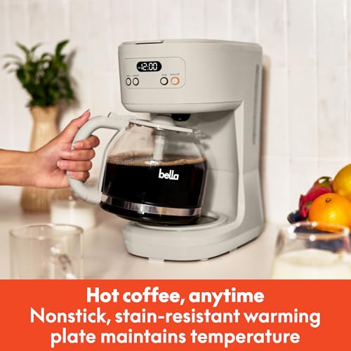 BELLA 12-Cup Programmable Coffee Maker with No-Drip Glass Carafe, Oatmilk - photo 3