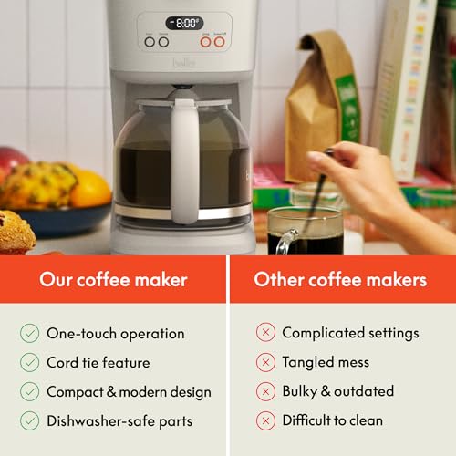 BELLA 12-Cup Programmable Coffee Maker with No-Drip Glass Carafe, Oatmilk - photo 7