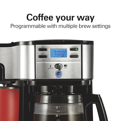 Hamilton Beach 2-Way Programmable Coffee Maker & Single Serve Coffee Maker | 12 Cup Glass Carafe | Black with Stainless Steel Accents | 49980RG - photo 6