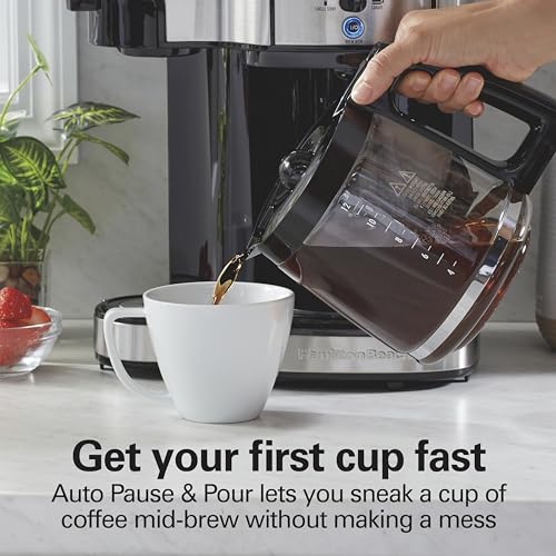 Hamilton Beach 2-Way Programmable Coffee Maker & Single Serve Coffee Maker | 12 Cup Glass Carafe | Black with Stainless Steel Accents | 49980RG - photo 7