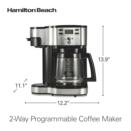 Hamilton Beach 2-Way Programmable Coffee Maker & Single Serve Coffee Maker | 12 Cup Glass Carafe | Black with Stainless Steel Accents | 49980RG - photo 8